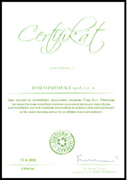 Certifikát ELEKTROVIN